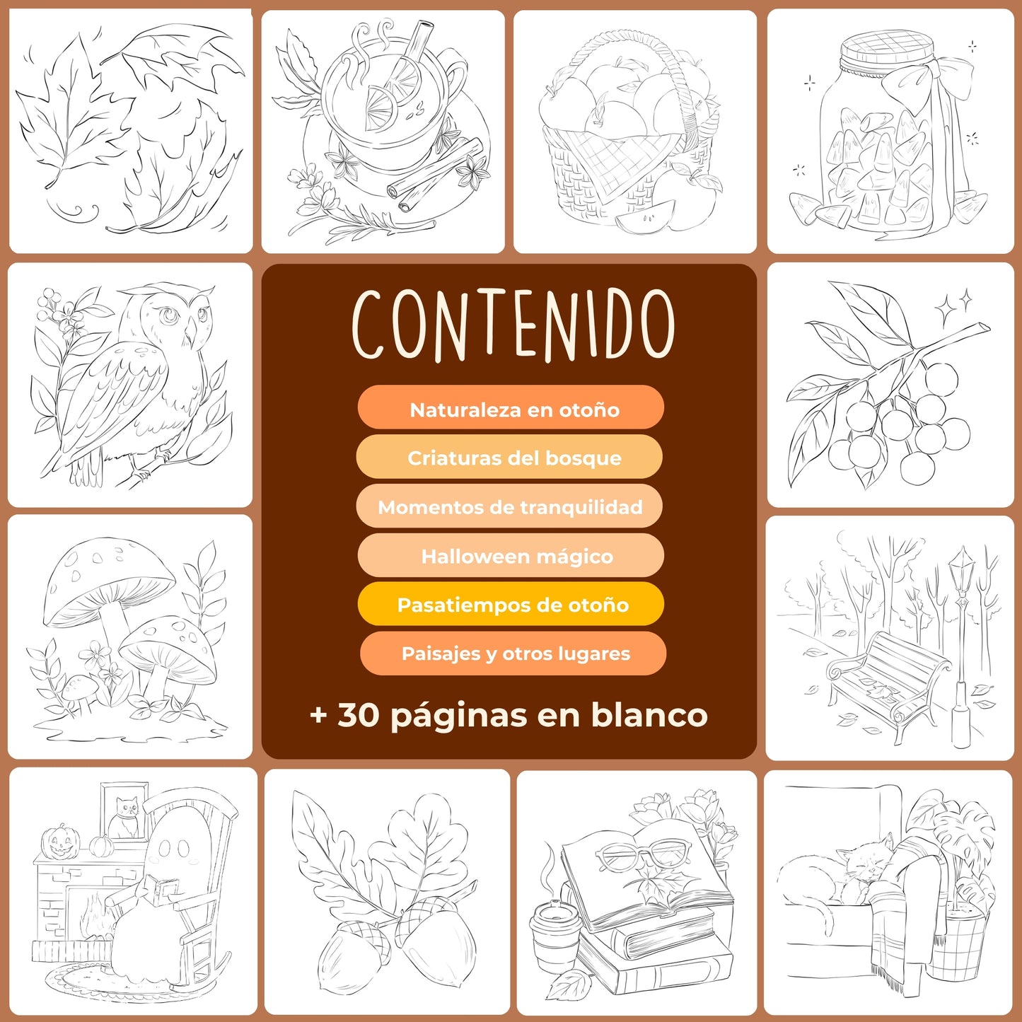 Tobio's™ Libro para Colorear: Otoño
